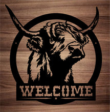 Load image into Gallery viewer, Scottish Highland "Welcome" Wall Hanging