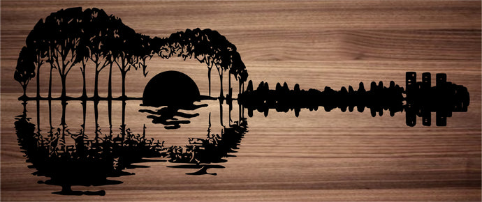 Guitar Island Reflection Oasis Wall Hanging